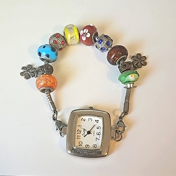 Millefiori Glass and Swarovski elements Beaded Swap Watch - Picture 1 of 3